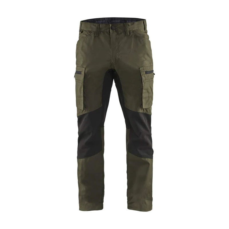 Blaklader 145918454599D88 Service Stretch Work Trousers, Dark Olive Green/Black, Size D88