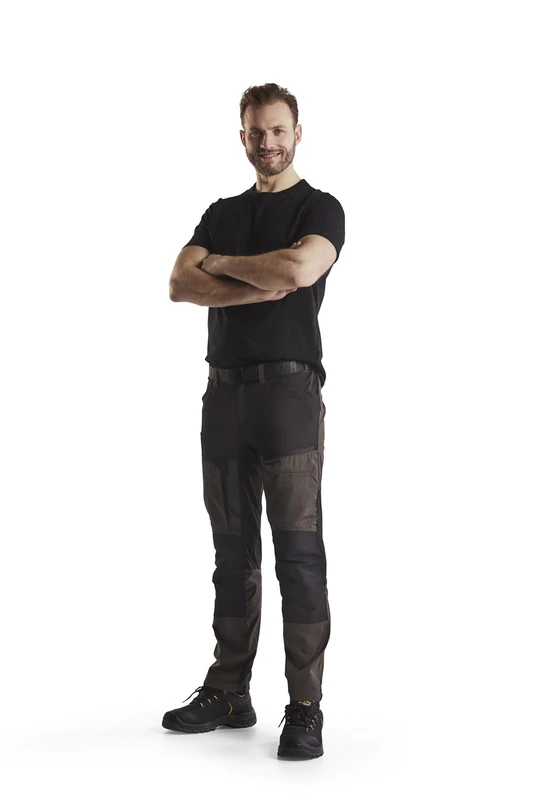 Blaklader 145618454599D112 Service Work Trousers with Stretch, Dark Olive Green/Black, Size D112