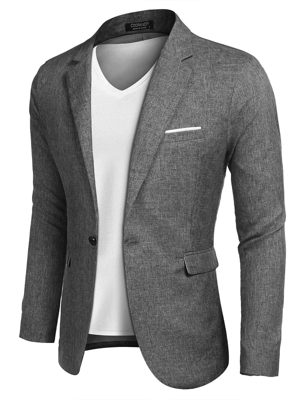 COOFANDY Men's Blazer Casual Sport Coats Slim Fit One Button Suit Jacket Lightweight Sports Jacket, Grey, S - Image 1