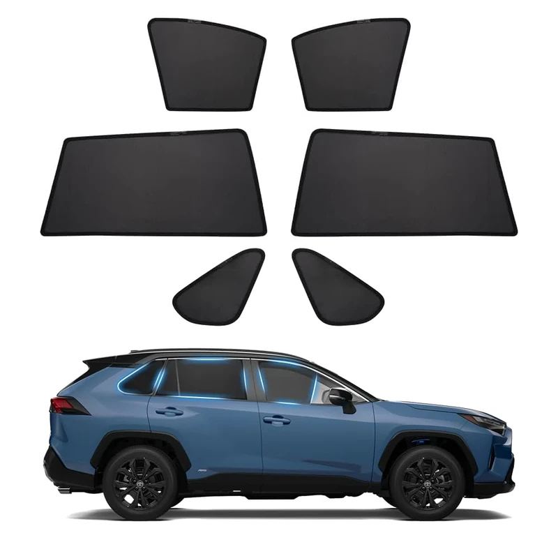 Powerty Compatible with Window Shade Toyota RAV4 2019-2023 Magnet Custom Side Window Sunshades UV Rays Protection 6PCS