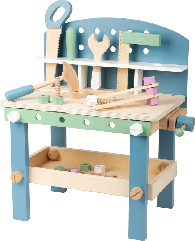 Small Foot 11376 Scanline Workbench Compact, Children's Workbench Made of FSC Wood, with Tools and Accessories