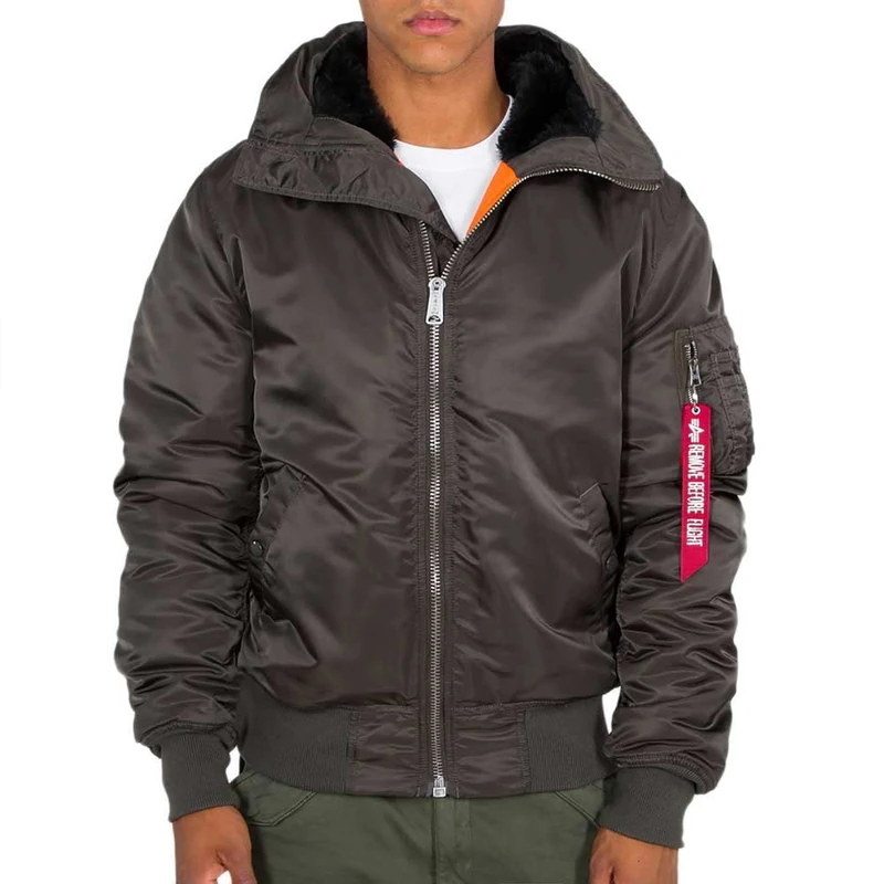 Alpha Industries Men's MA-1 Hooded Jacket, Black Olive, Xx-Large