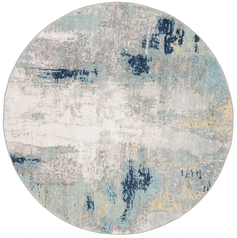 Safavieh Abstract Rug for Living Room, Dining Room, Bedroom - Jasper Collection, Short Pile, in Grey and Gold, 160 x 160 cm