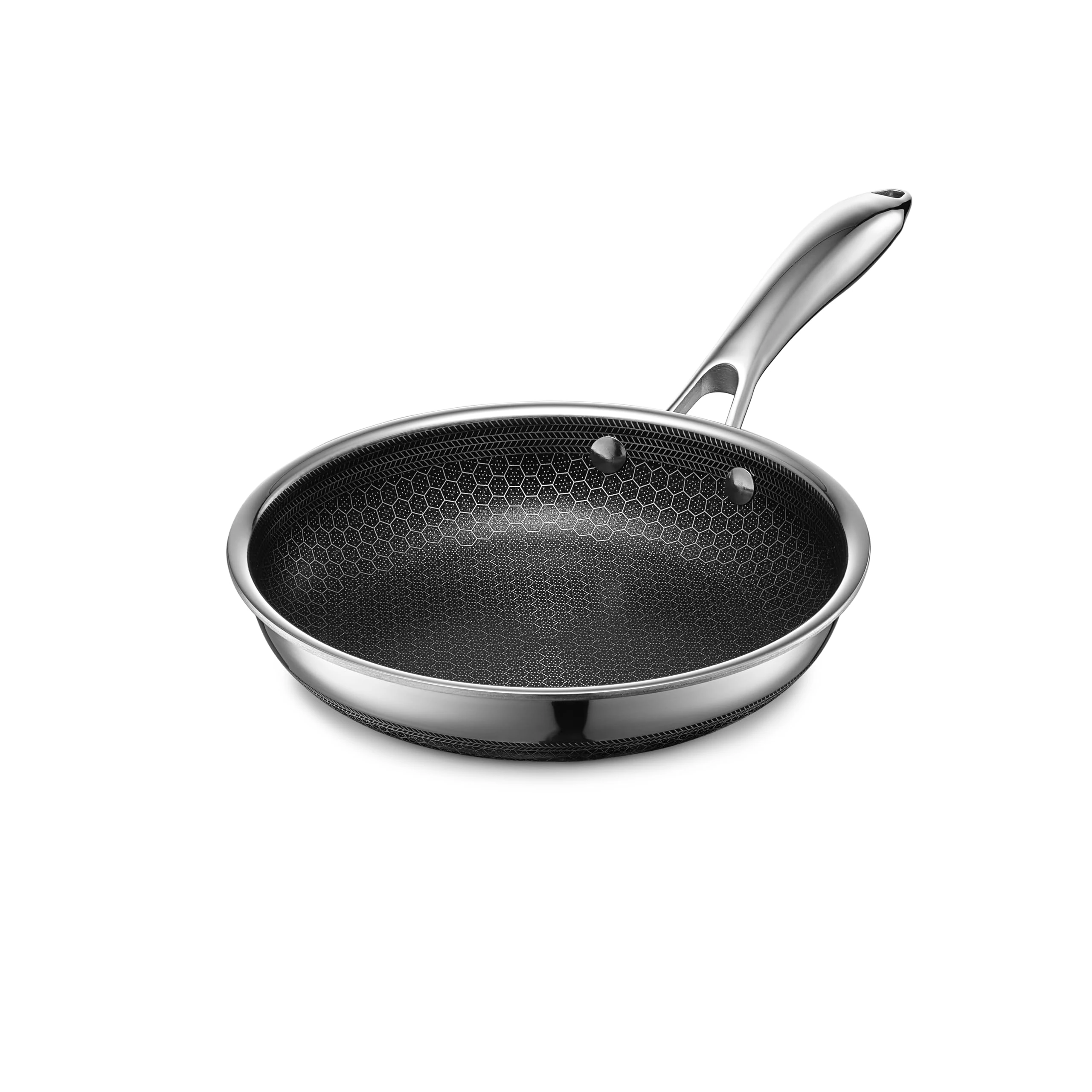 HexClad Hybrid Nonstick Frying Pan, 20 cm, Stay-Cook Handle, Dishwasher and Oven Safe, Induction-Ready, Compatible with All Cooktops