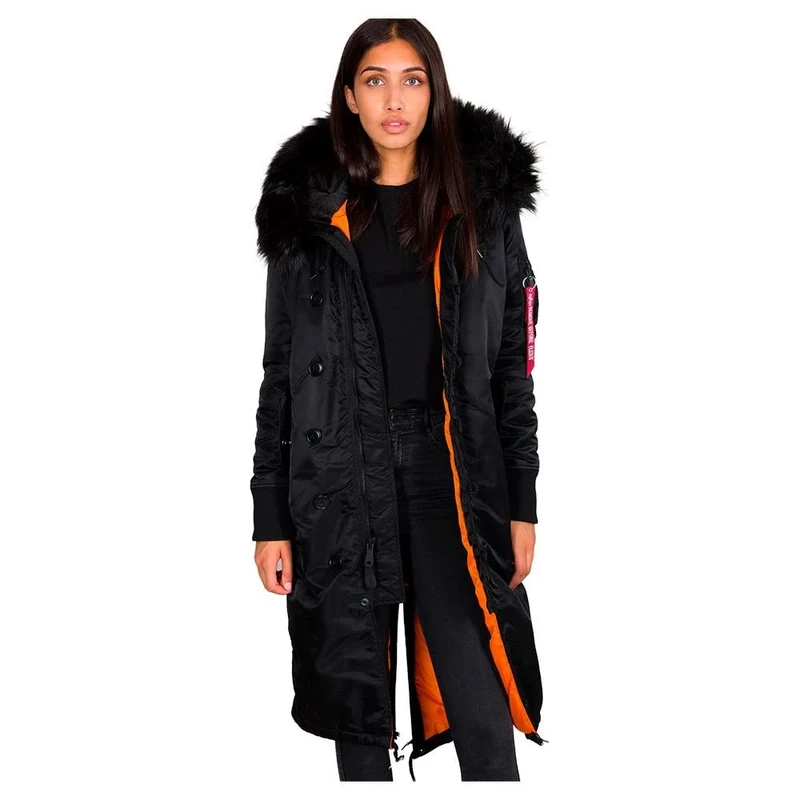 Alpha Industries Long Fishtail Winter Jacket for Ladies Black