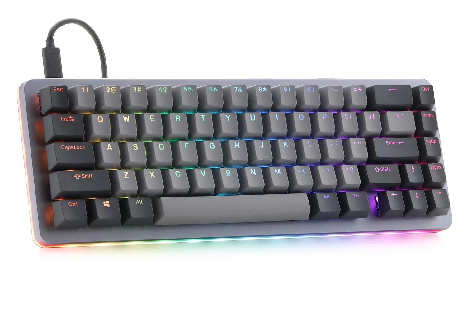 DROP ALT Mechanical Keyboard — 65% (67 Key) Gaming Keyboard, Hot-Swap Switches, Programmable Macros, RGB LED Backlighting, USB-C, Doubleshot PBT, Aluminum Frame (Halo True, Gray)