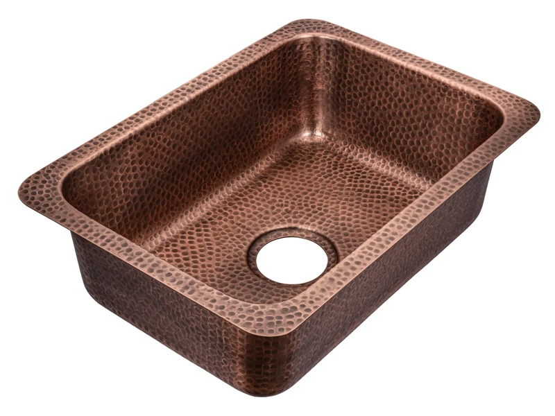 Monarch Abode 17098 Hand Hammered Highball Single Bowl Kitchen Sink, Pure Copper, 21" - Image 1