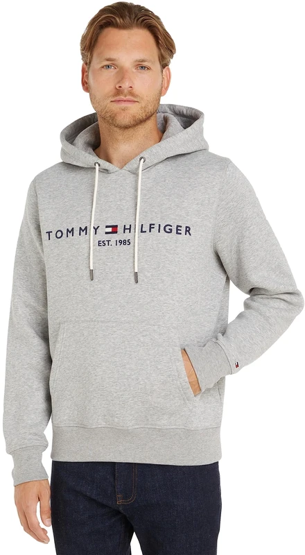Tommy Hilfiger Men’s Core Tommy Logo Hoodie, Grey (Cloud Heather), 3XL