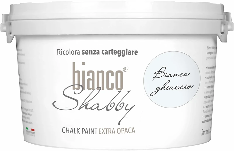 bianco Shabby® Bianco Ghiaccio (Ice White) Water-Based Chalk Paint for All Surfaces – Extra Matt Finish (2.5 Litres)