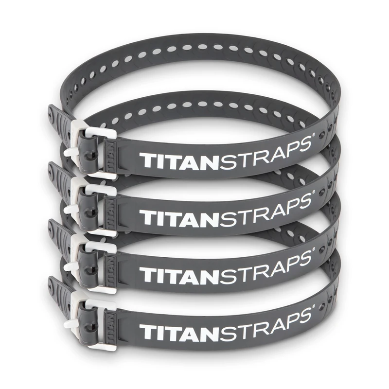 Titan Industrial Straps - Safety Strap Set to Secure Splits, Cargo Bikes, Garden Hoses, Wood Working Projects - 70 lb. Working Load, 30" Length, Black, 4-Pack