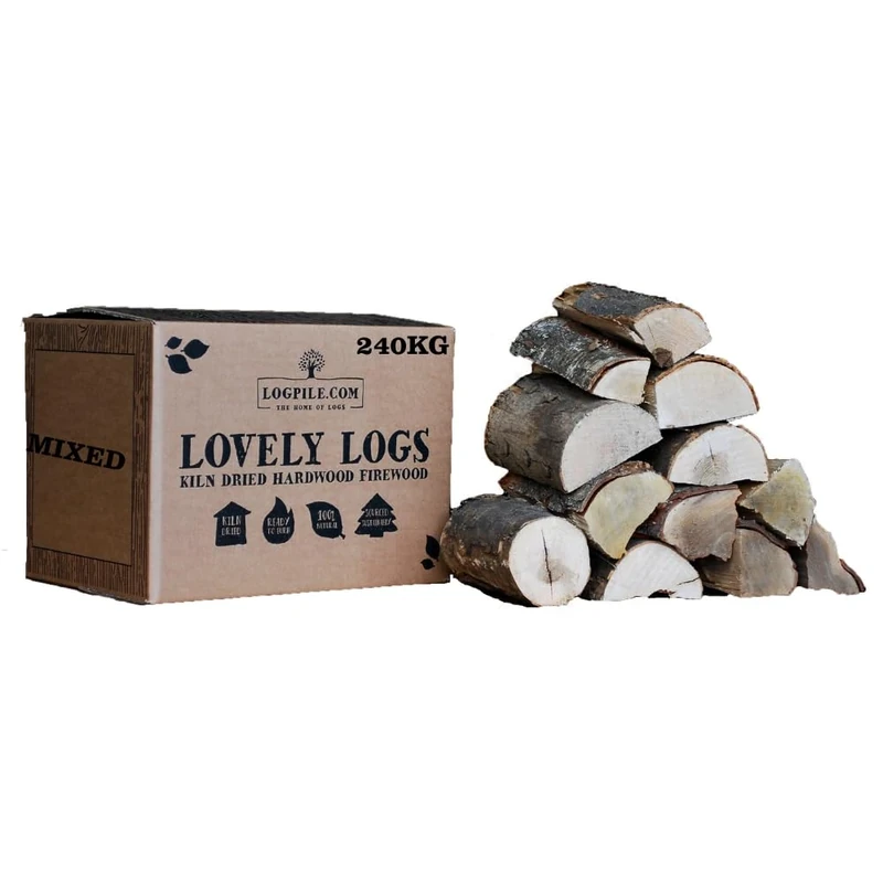 Logpile 240kg Kiln Dried Fire Logs | Premium British Hardwood Firewood Logs for Wood Burners, Stoves, Fireplaces & Fire Pits | Ready to Burn Certified, Quick Lighting & Long Burning Fire Wood