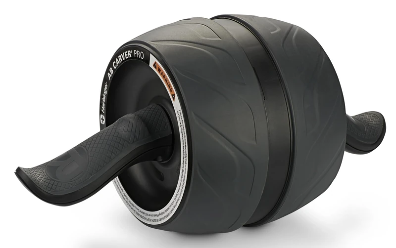 Harbinger Ab Carver Pro Wide Ab Roller-Provides Stability For Core Workouts,Interior Kinetic Engine and Ergonomic Hand Grips for Premium Workout,Includes Foam Kneepad ,One Size,Black