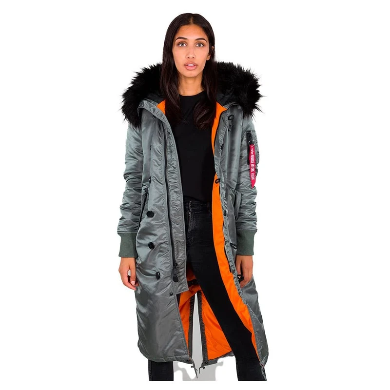 Alpha Industries Long Fishtail Winter Jacket for Ladies Vintage Green