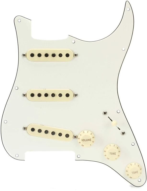 Fender Pre-Wired Strat Pickguard with Tex-Mex Pickups, SSS Configuration, Alnico 5 Magnets, Easy Installation, Parchment White