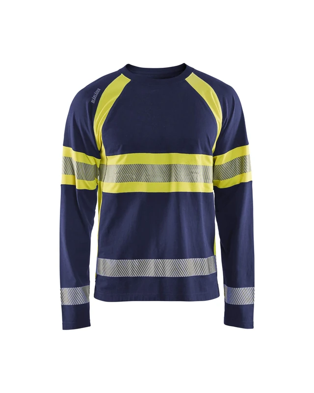 BLÅKLÄDER Hi Vis t-shirt long sleeves Men S Navy Blue/Yellow