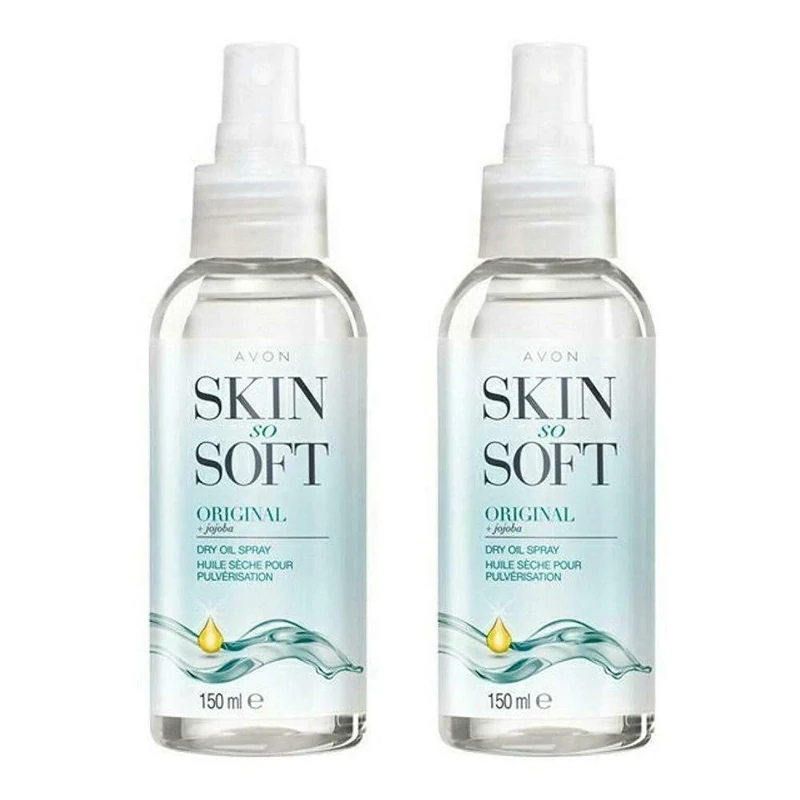2 X Avon Skin So Soft Dry Oil Body Spray with Insect Repellent Properties Plus 1 Free Roll On