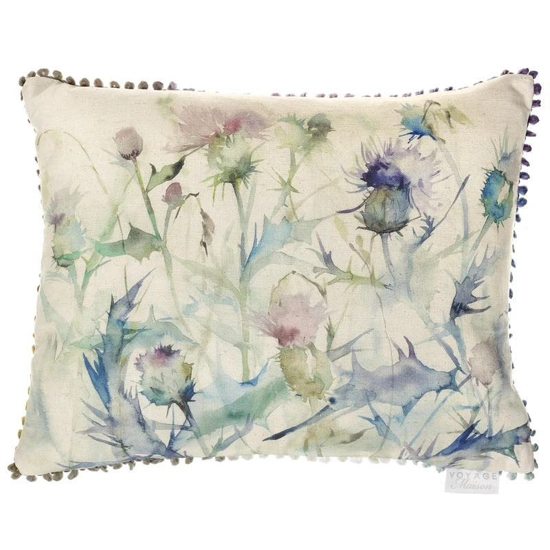 Voyage Maison Cirsium Damson Feather Filled Cushion – Hand-Painted Thistle Watercolour Luxury Nature Inspired (Bristle - 40x50cm)