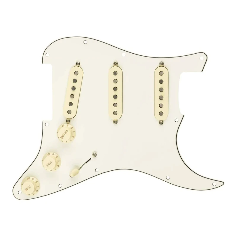 Fender Pre-Wired Strat Pickguard, Custom Shop Fat 50's SSS, Parchment 11 Hole PG