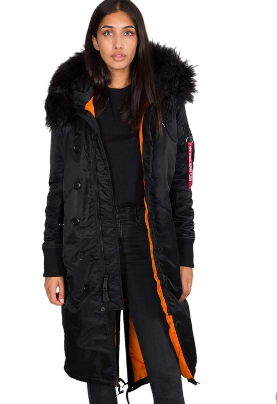 Alpha Industries Long Fishtail Winter Jacket for Ladies Black
