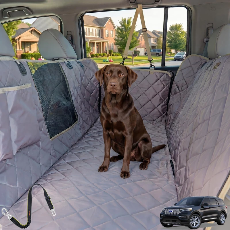 iBuddy Car Seat Covers for Back Seats, Car Seat, Waterproof for Dogs, Cars, Hammock, Net, Side Flaps, Durable, Scratch-Resistant, Machine Washable, 56" W x 58" L, Grey (1)"