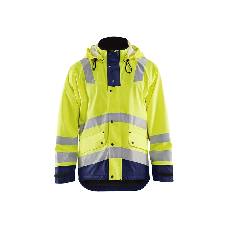 Blaklader Lined Level 2 Raincoat - High Vis Yellow/Navy - Size S