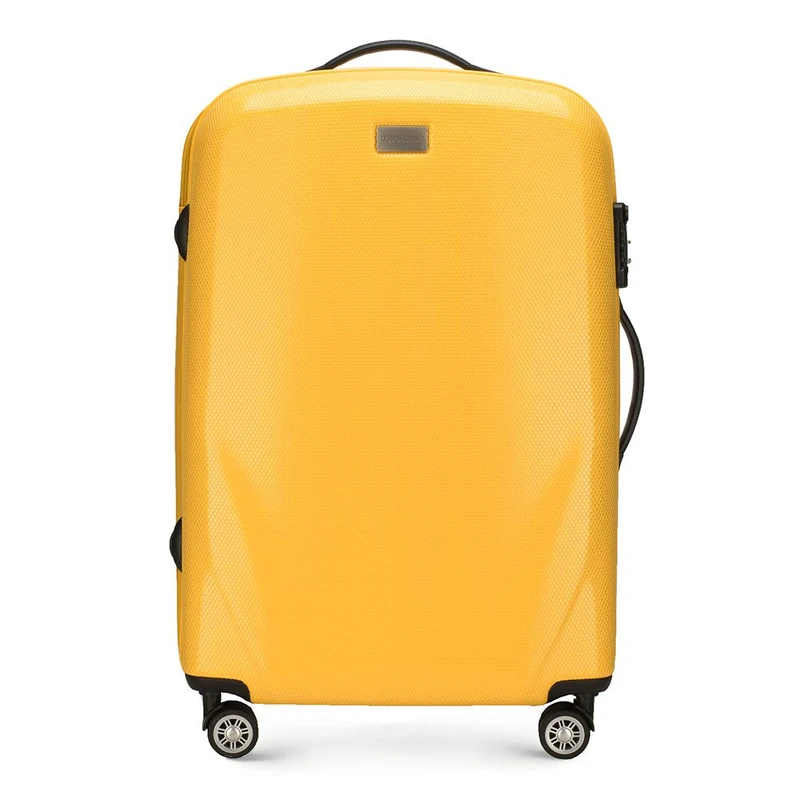 WITTCHEN PC Ultra Light Hard Luggage Travel Suitcase Trolley Suitcase Medium Suitcase Polycarbonate Suitcase Four Wheels TSA Combination Lock Aluminum Telescopic Handle Size M Yellow