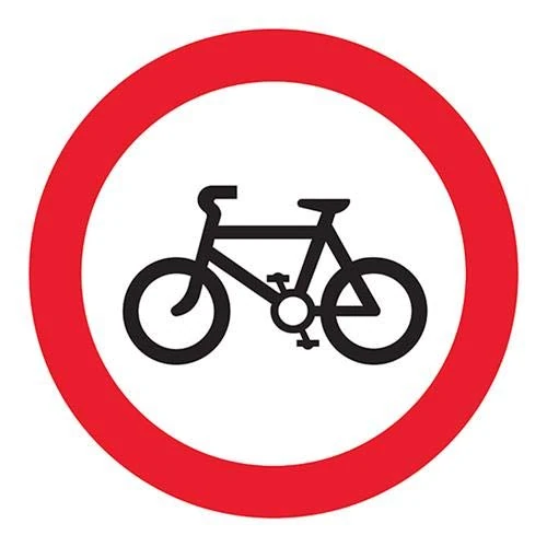 V Safety No Cycling - 3 mm AluComp RA1 AntiGraff - 600 x 600 mm Safety Sign