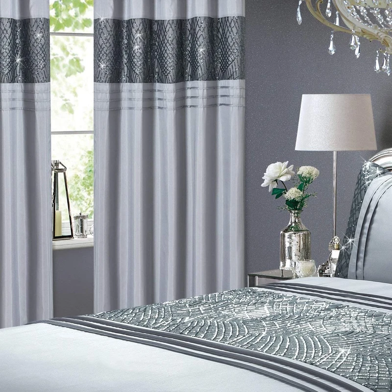 Rapport Sequin Duvet Cover Bed Set, Grey, Double