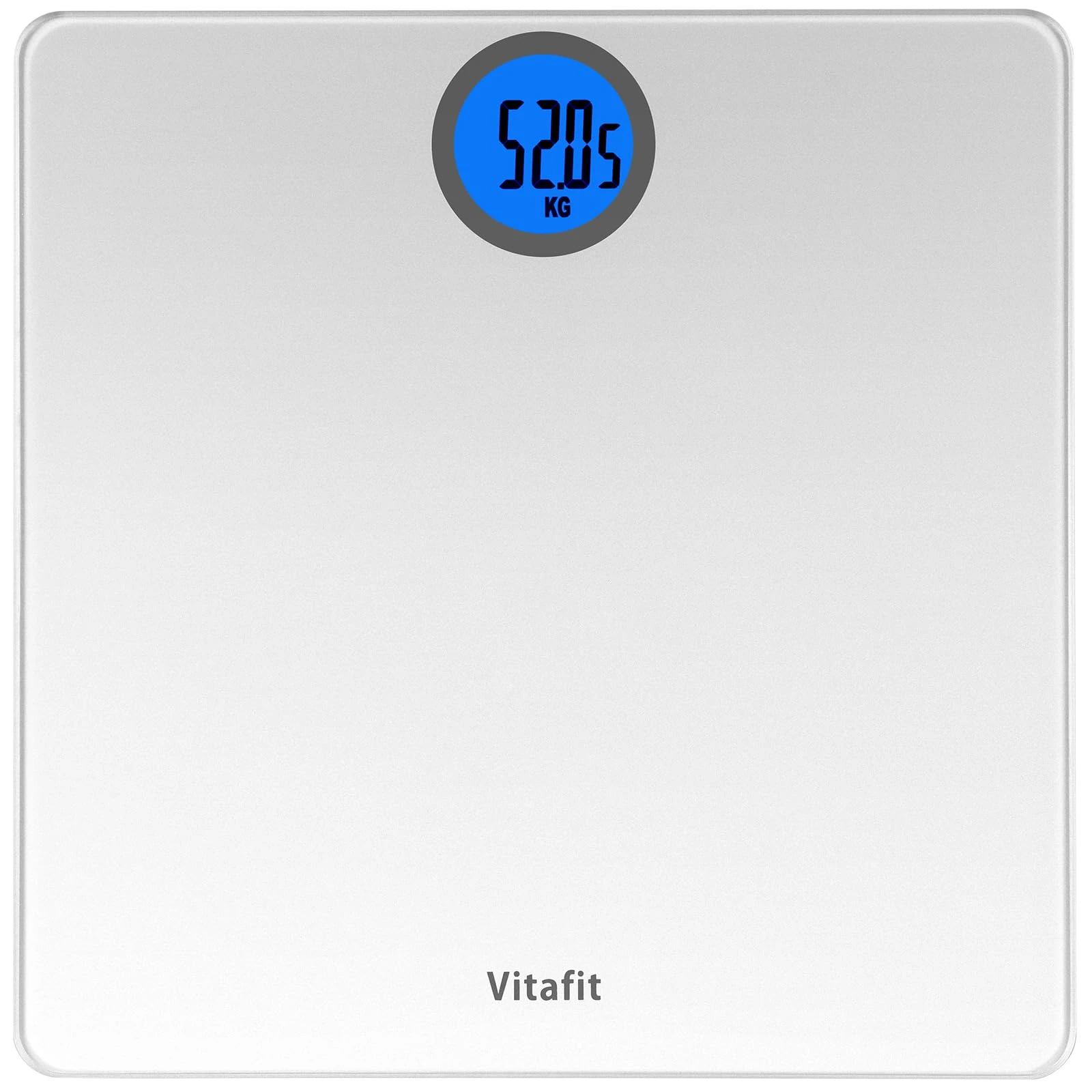 Vitafit Bathroom Scales for Body Weight, High Precision Assured by Weighing Scales Professional Factory SINCE 2001, LCD Display and Step-On, 3*AAA Batteries Included, 28st, Silver