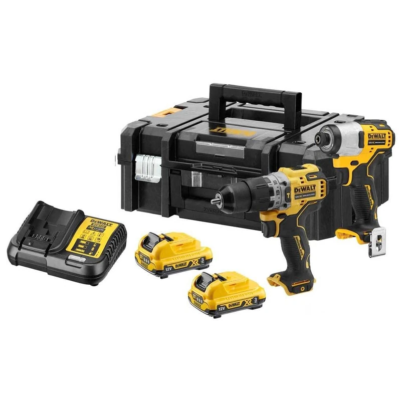 Dewalt DCK2111L2T 12v Brushless Sub Compact Twin Pack Combi Drill Impact Driver Yellow
