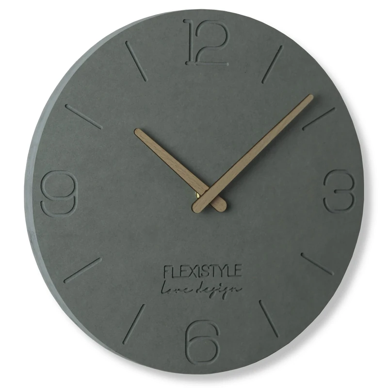 FLEXISTYLE ECO Wall Clock without Ticking Noises 30 cm, Living Room, Bedroom, Made in Europe (Grey 3)