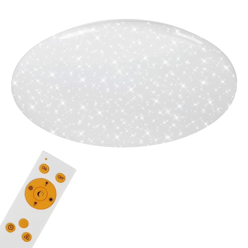 Briloner Leuchten 3368-016 LED Ceiling Light, Ceiling lamp with Star Decoration, dimmable, Remote Control, Night Light Function, incl. Colour Temperature Control (3,000-6,500 Kelvin), Ø 56cm, 50W, White