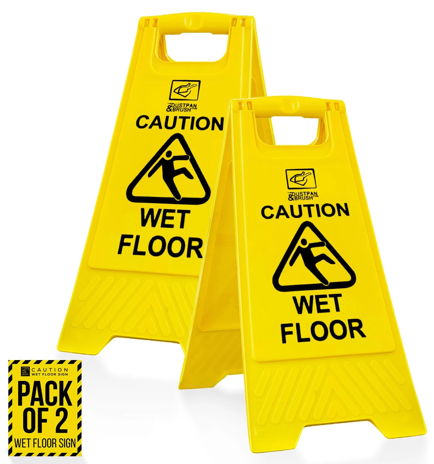 Pack of 2 Wet Floor Sign With “Caution Wet Floor” Imprint on Bright Yellow Portable and Durable A-Frame Safety Cone (2)