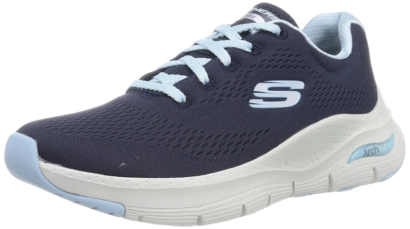 Skechers Women's Arch Fit Big Appeal Sneaker,Navy Knit Mesh / Lt Blue Trim,6.5 UK