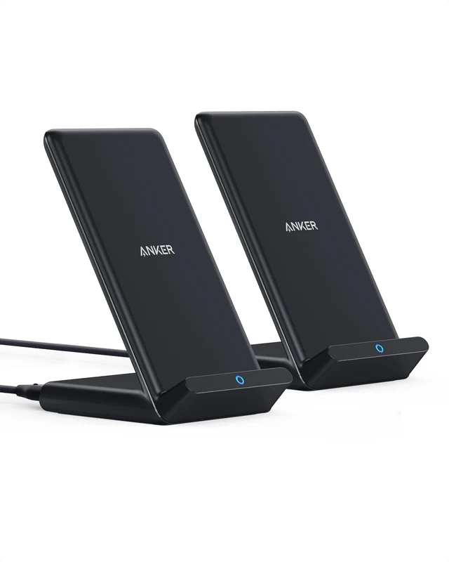 Anker Wireless Charger, 2-Pack PowerWave Stand Upgraded, Qi-Certified, Fast Charging iPhone 12,12 Pro Max, SE, 11, 11 Pro, 11 Pro Max, Galaxy S20 S10 S9 S8, Note 10 Note 9 (No AC Adapter)