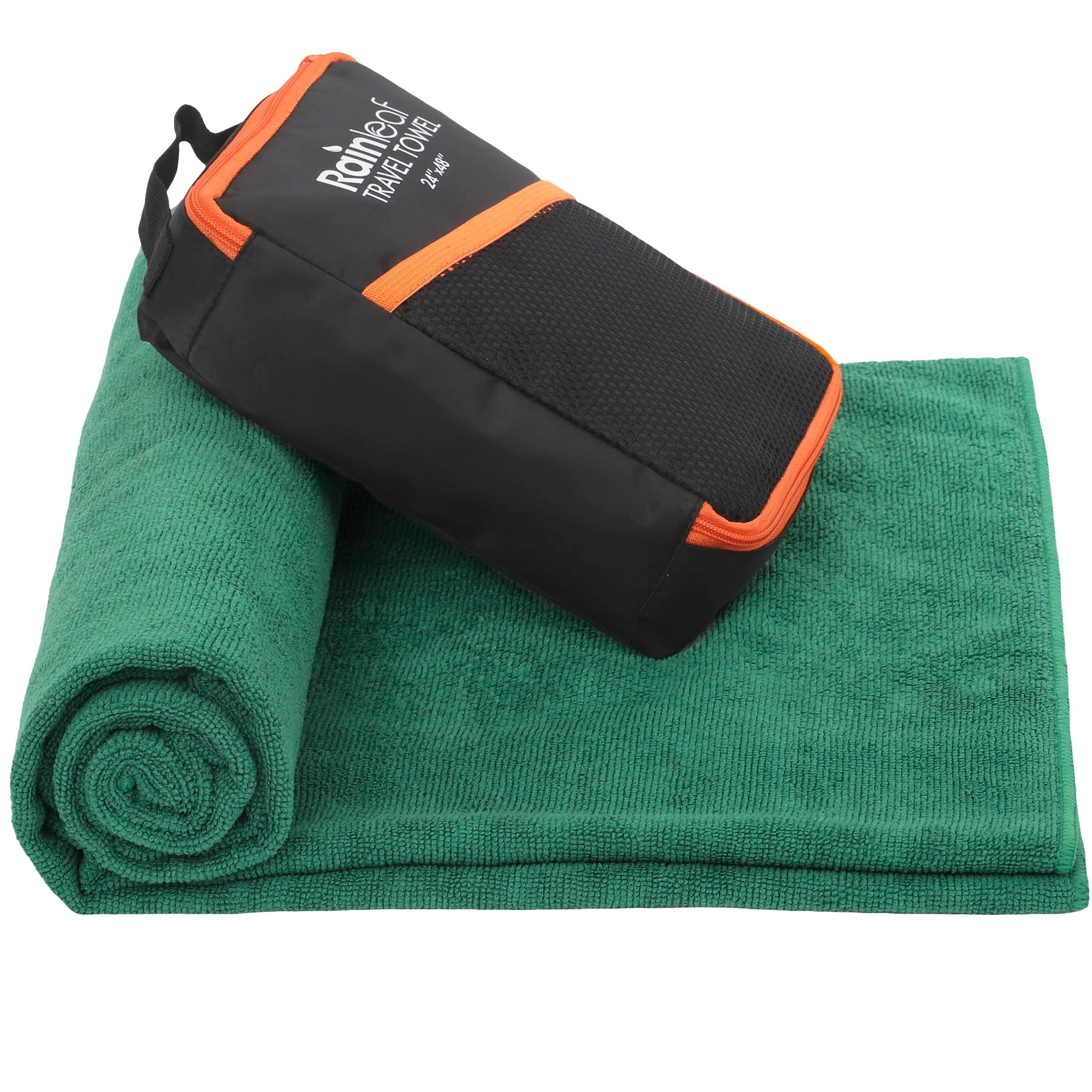 Rainleaf Microfiber Travel Towel Quick Dry Swimming Towel Ultra-Compact,Super Absorbent,Washcloths for Bathroom, Shower,Camping,Backpacking-Dark Green 12"x40"