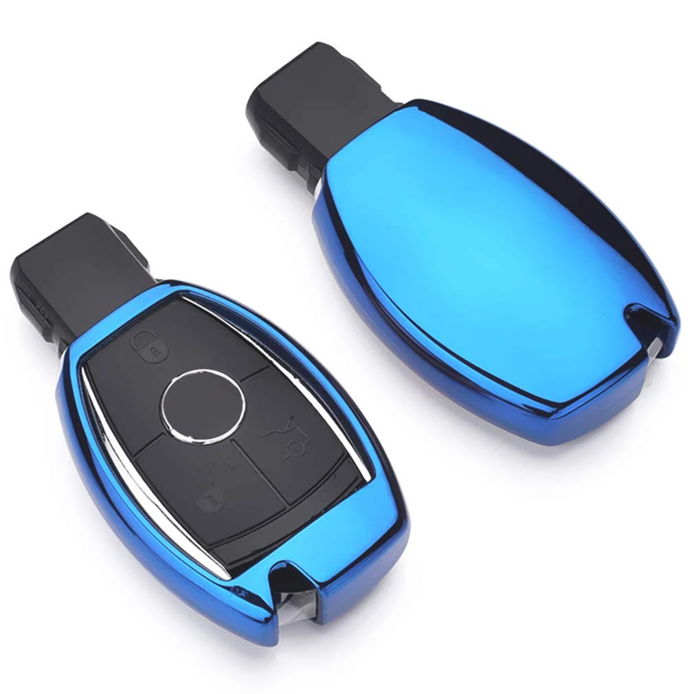 Heart Horse Car Key Soft TPU Car Key Fob Case Shell Holder Protector Compatible for A B C E S M CLS CLK G Class Keyless Entry Remote Key Fob （Blue）