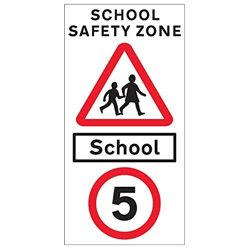 V Safety School Safety Zone 5 MPH - 3mm Alumcomp Ra1 Anti Graffiti - 450x900mm