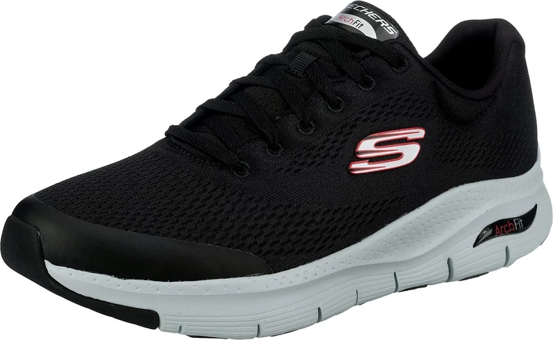 Skechers Men's Arch Fit Sneaker,Black Textile/Synthetic/Red Trim,10.5 UK
