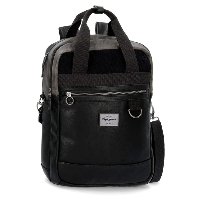 Pepe Jeans Miller Adaptable Laptop Backpack Black 32x42x12 cms Synthetic Leather 15,6" 16.13L