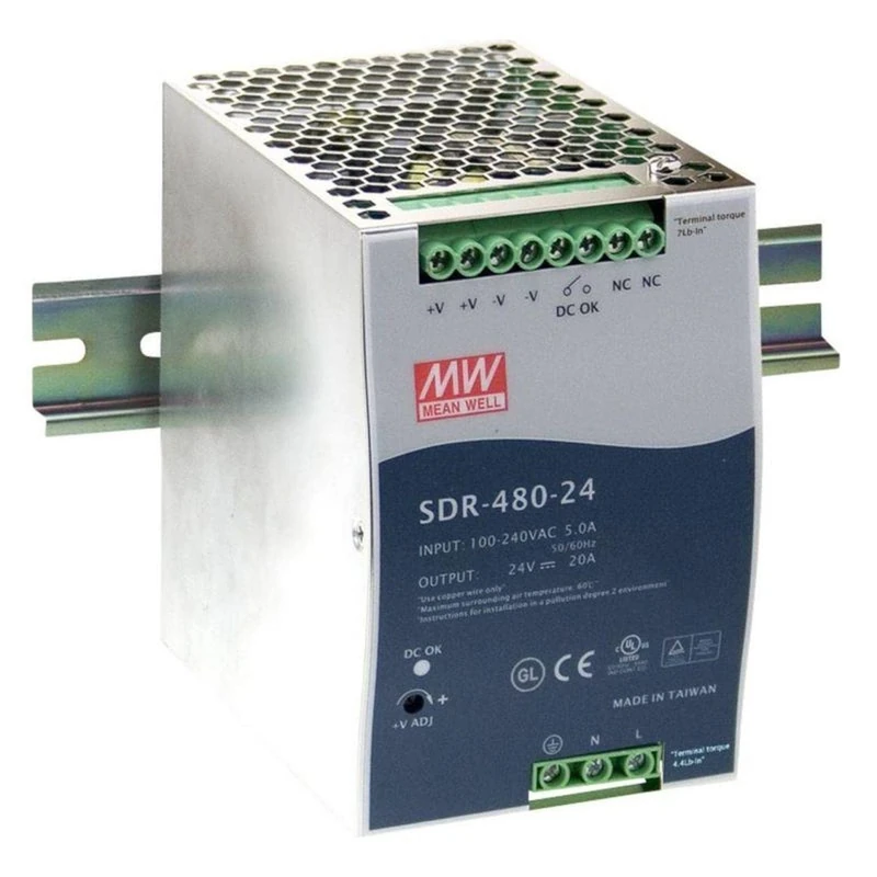 MeanWell SDR-480-24 DIN Rail Power Supply - 480W 24V 20A