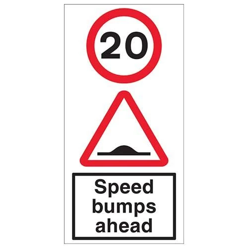 20 MPH Speed Bumps Ahead w/channel - 3mm AluComposite RA1-450x900mm