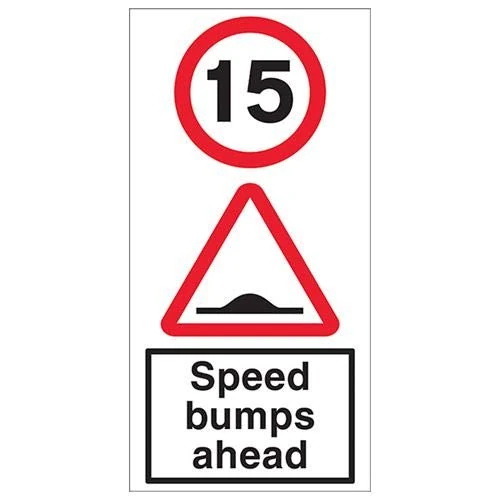 15 MPH Speed Bumps Ahead w/channel - 3mm AluComposite RA1-450x900mm