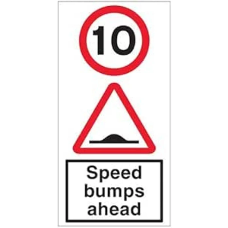 V Safety 10 Mph Speed Bumps Ahead w/channel - 3 mm Aluminium Composite RA1-450x900 mm Safety Sign