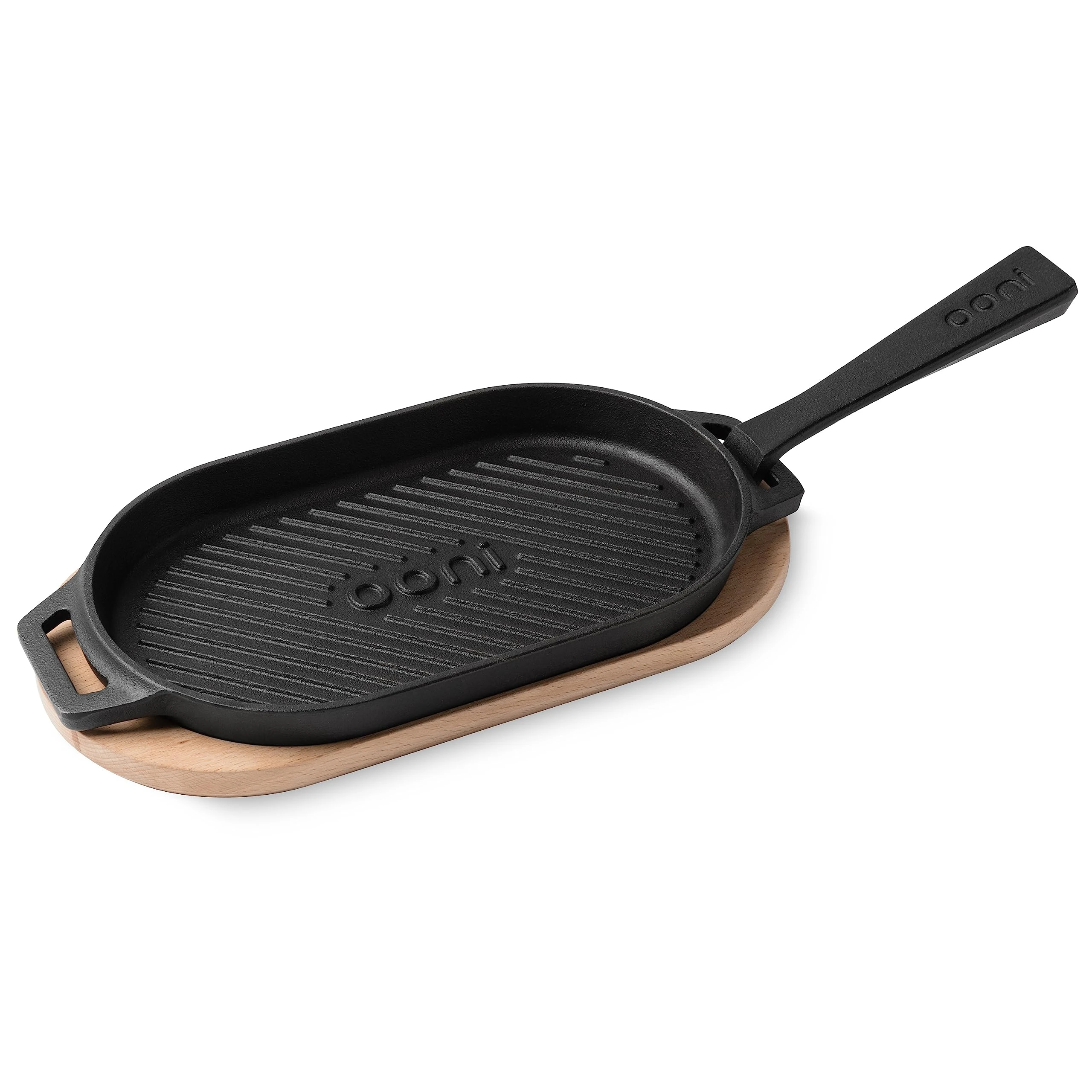 Ooni Cast Iron Grizzler Plate - Griddle Pan With Removable Handle - Pre-Seasoned Oven Safe Cookware
