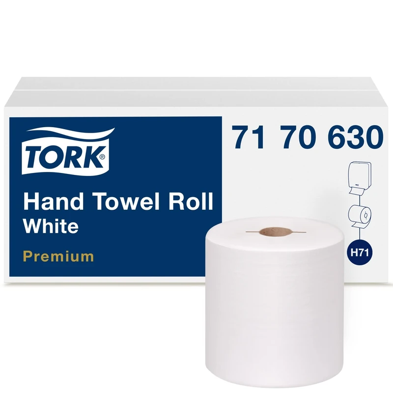 Tork 7170630 Premium Paper Hand Towel Roll, I Notch, 1-Ply, 7.5" Width x 600' Lenth, White (Case of 6 Rolls, 600 Feet per Roll, 3,600 Feet per Case)