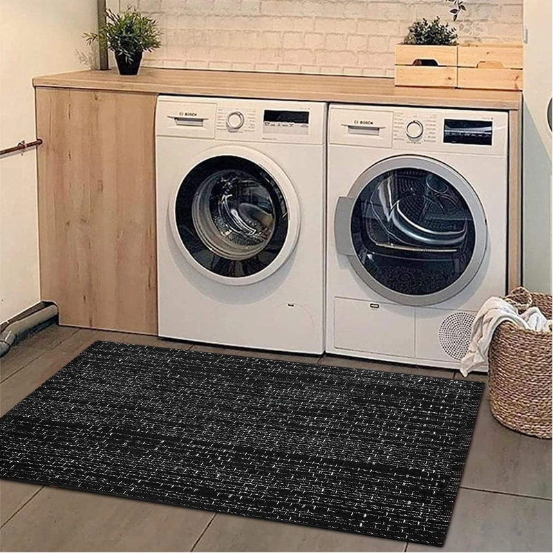 Seavish Laundry Room Chindi Rug, 2'x4.2' Black and White Striped Long Bathroom Woven Runner, Decorative Bohemian Hallway Throw, Small Area for Bedroom Kitchen Sink - Image 1