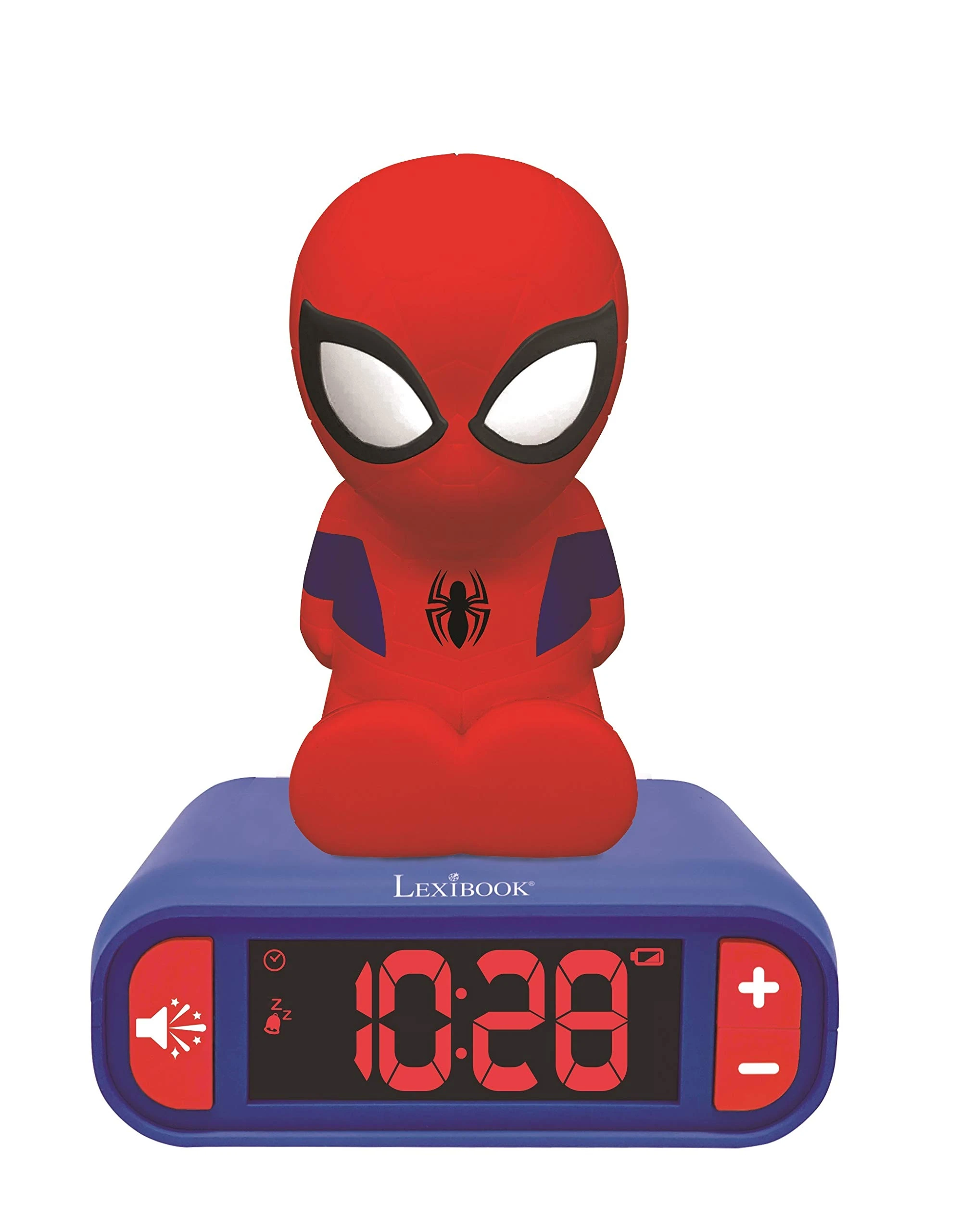 LEXIBOOK, Spider-Man, Nightlight alarm clock, Sounds and Melodies, LCD Backlit screen, Luminous, Snooze, Blue/Red, RL800SP
