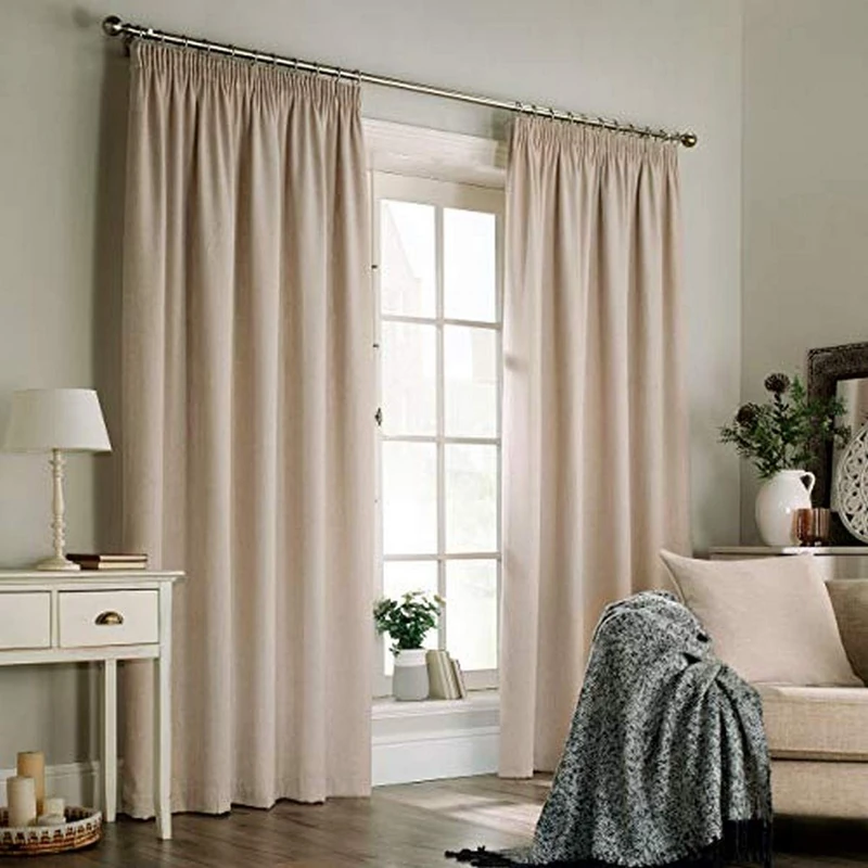Furn Harrison Ringtop Eyelet Curtains (Pair) -Ready Made-Polyester-Oatmeal-229cm x 137cm, Polyester, Oatmeal, 229 x 137cm (90" x 54" inches)