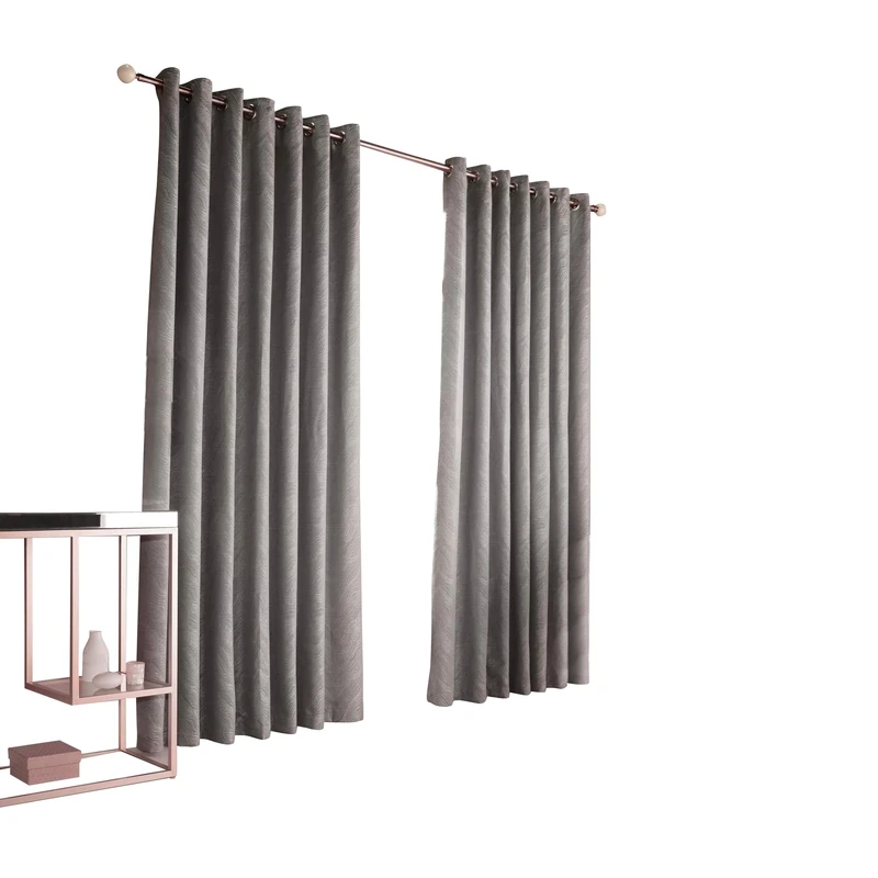 Furn Himalaya Ringtop Eyelet Curtains (Pair), 229cm x 229cm, Silver